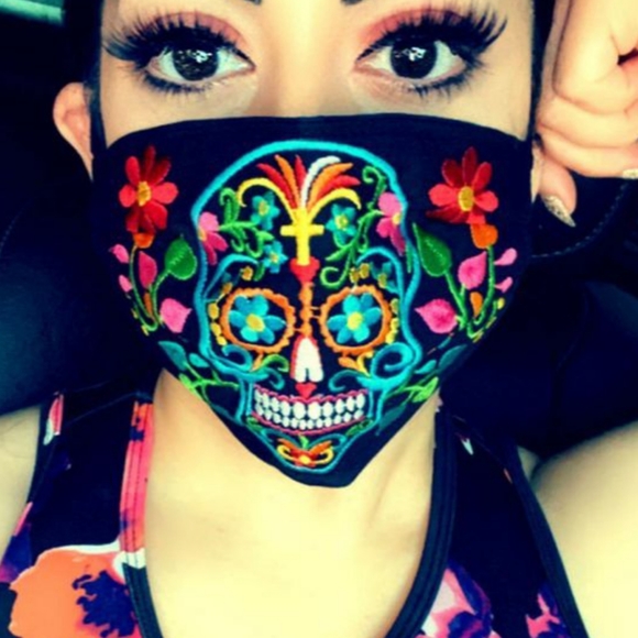 Mexico Floral Cultural Latin Embroidered Face Mask - Picture 8 of 9